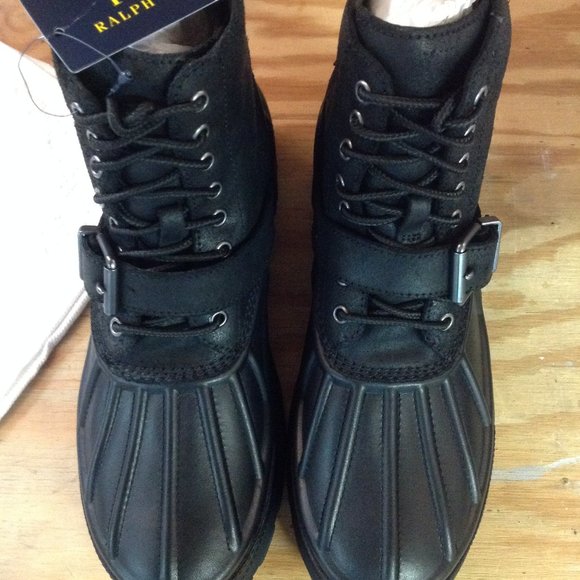 POLO by Ralph Lauren Men\'s Oslo Waterproof Black Leather Boots -11D - New in Box main image 10